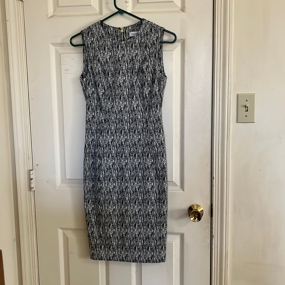 Black&white Calvin Klein midi dress. Great condition. Pet & smoke free home